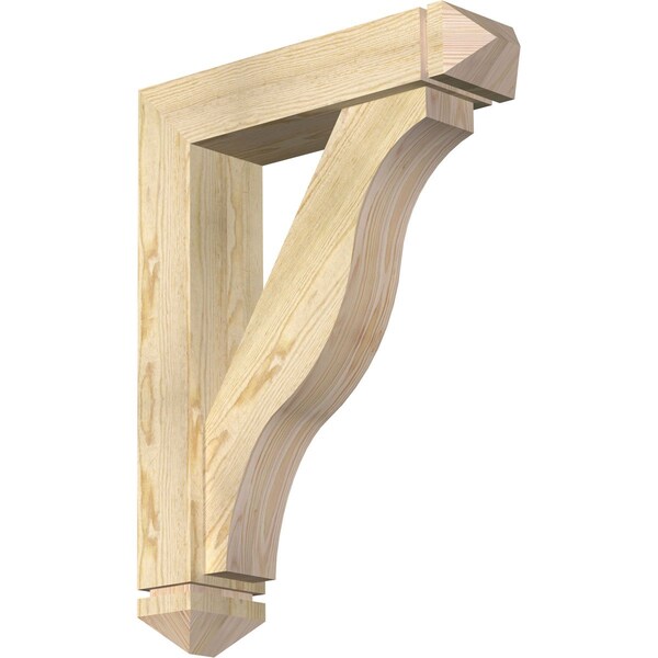 Ekena Millwork Funston Arts and Crafts Rough Sawn Bracket w/ Offset Brace, Douglas Fir, 6"W x 24"D x 32"H BKT0604X24X32FST03RDF - main